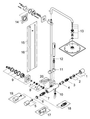 Grohe Duschsyst. Rainshower F-Series für Wandmontage 450 mm Duscharm, mit HB Sena, 155 x 345 mm, Farbe silberfarben Bild 2