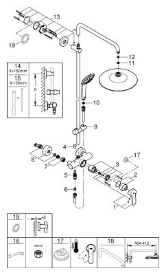 Grohe Duschsystem Euphoria 260 27473_1, mit Einhandmischer 9,5l/min, 140 x 310 mm, Farbe silberfarben Bild 2