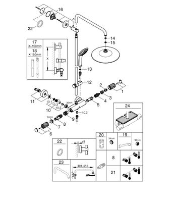 Grohe Duschsystem Euphoria 260 27615_2 Wandmontage THM CoolTouch, 1151 x 313 x 472 mm, Farbe chrom Bild 2