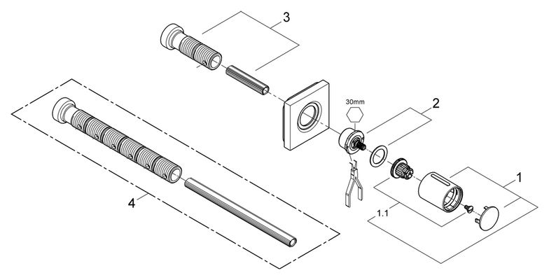 Grohe Unterputzventil Grohtherm F 1-fach FMS, für Einbaubox, 70 x 70 x 51 mm, Farbe chrom Bild 2