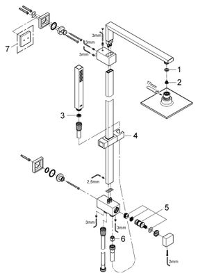 Grohe Duschsystem Euphoria Cube 152, mit Umstellung Wandmontage, 1091 x 320 x 392 mm, Farbe chrom Bild 2