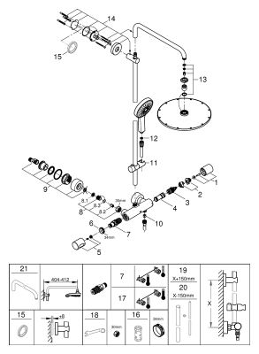 Grohe Duschsystem Rainshower 310, mit Thermostat, 155 x 345 mm, Farbe silberfarben Bild 2