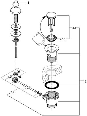 Grohe Zugstangen-Ablaufgarnitur 28900, für Waschtische 1 1/4", 61 mm, Farbe chrom Bild 2
