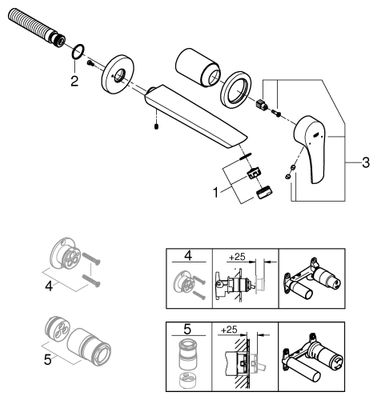 Grohe 2-Loch-WT-Wandbatterie Eurosmart 29338_3 FMS, für 23571 Ausladung 209 mm, Farbe chrom Bild 2