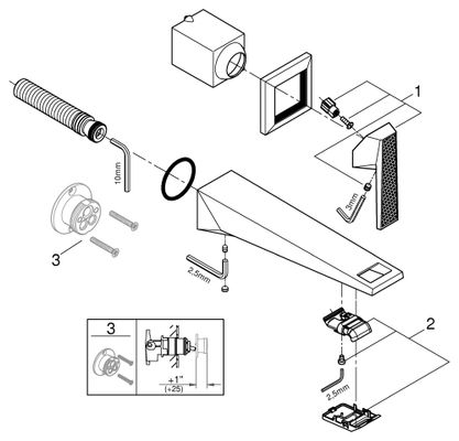 Grohe 2L-WT-Wandbat. All. Bril. PC 29517 FMS Griff Raendelstruktur, Farbe supersteel Bild 2