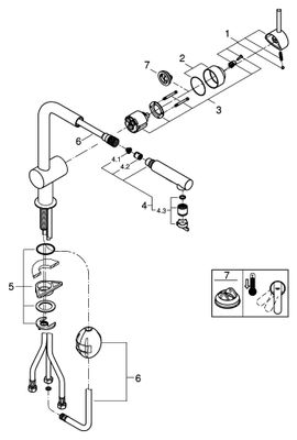 Grohe EH-Spültischbatterie Minta 30274 L-Ausladung azb. Spülbrause cool sunrise geb, Farbe cool sunrise Bild 2