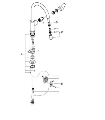 Grohe EH-Spültischbatterie Baüdge hoher Auslauf azb. Laminarbrause, Farbe chrom Bild 2