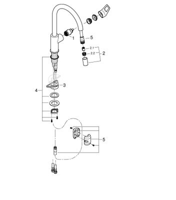Grohe EH-Spültischbatterie BauLoop hoher Auslauf azb. Laminarbrause, Farbe chrom Bild 2