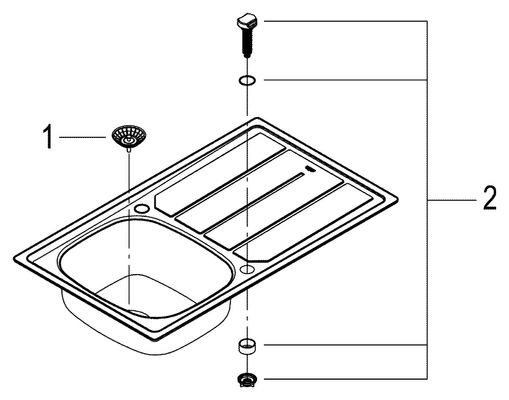 Grohe Edelstahlspüle K200 31552, mit 1 Becken / Abtropfflaeche, 570 mm, Farbe silber Bild 2