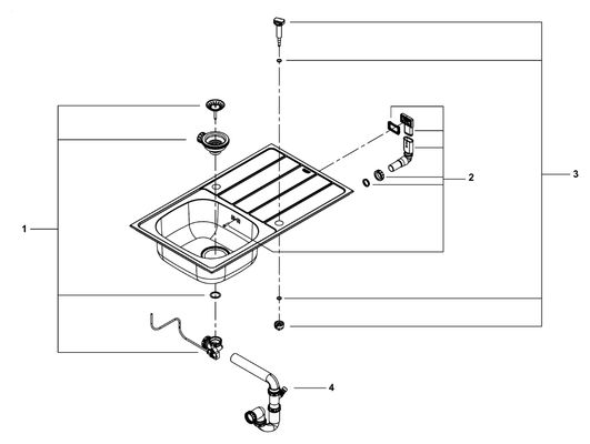 Grohe Edelstahlspüle K200 31552_1, mit 1 Becken Abtropfflaeche, 160 x 500 mm Bild 2