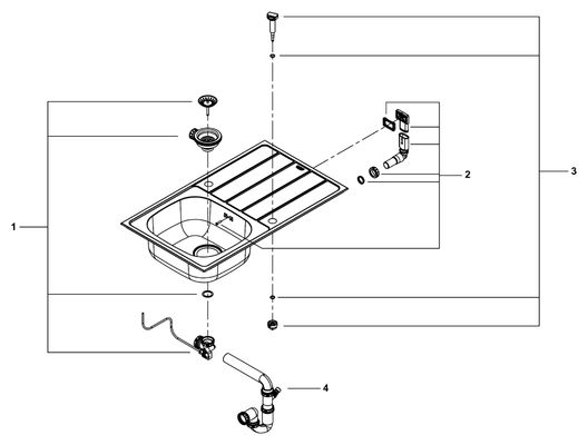 Grohe Spülen-Bundle K200 31562_1, mit Edelstahlspüle / Baüdge SPT-Batt, 160 x 500 mm, Farbe silberfarben Bild 2