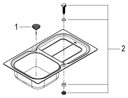 Grohe Edelstahlspüle K300 31563, mit 1 Becken / Abtropfflaeche, 570 mm, Farbe silber Bild 2