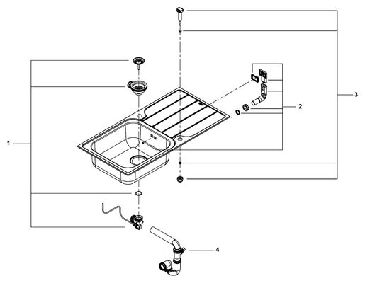 Grohe Edelstahlspüle K500 31563_1, mit 1 Becken Abtropfflaeche, 175 x 500 mm Bild 2