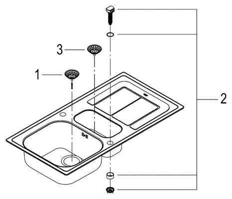 Grohe Edelstahlspüle K300 31564, mit 1,5 Becken / Abtropfflaeche, 520 mm, Farbe silber Bild 2