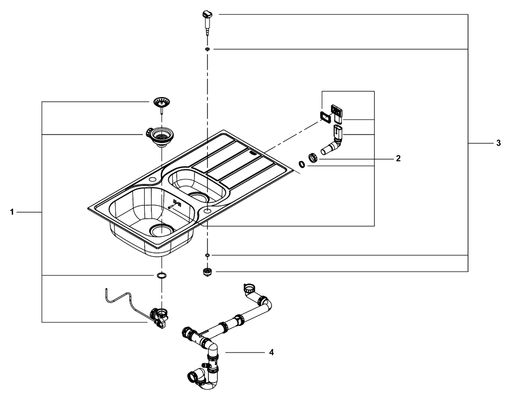 Grohe Edelstahlspüle K200 31564_1, mit 1,5 Becken Abtropfflaeche, 175 x 500 mm Bild 2