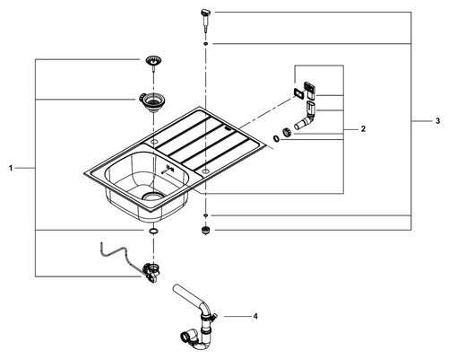 Grohe Spülen-Bundle K200 31565_1, mit Edelstahlspüle / Eurosmart SPT-Batt, 160 x 500 mm, Farbe silberfarben Bild 2