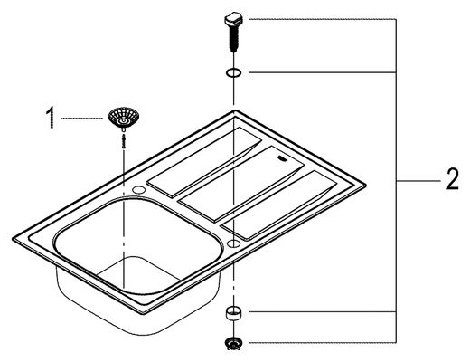 Grohe Edelstahlspüle K400+ 31568, mit 1 Becken / Abtropffl. 873 x 513 mm Flat Edge, 560 mm, Farbe silber Bild 2