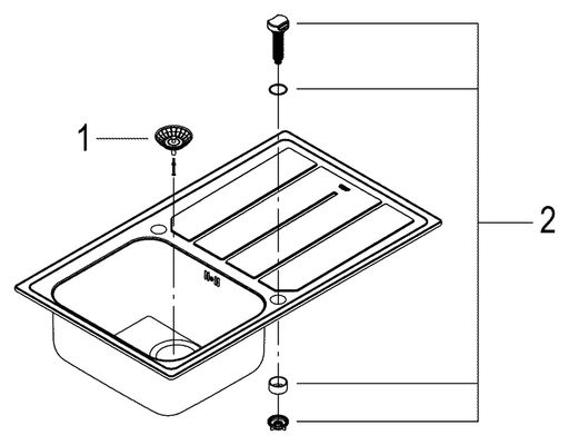 Grohe Edelstahlspüle K500 31571, mit 1 Becken / Abtropfflaeche, 560 mm, Farbe silber Bild 2