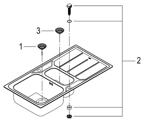 Grohe Edelstahlspüle K500 31572, mit 1,5 Becken / Abtropfflaeche, 560 mm, Farbe silber Bild 2
