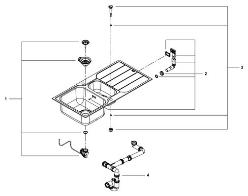 Grohe Edelstahlspüle K500 31572_1, mit 1,5 Becken Abtropfflaeche, 195 x 500 mm Bild 2
