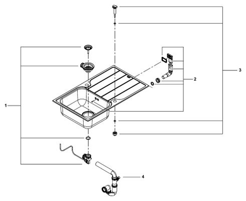 Grohe Spülen-Bundle K500 31573_1 enthaelt Edelstahlspüle / Minta SPT-Batterie, 195 x 500 mm, Farbe silberfarben Bild 2