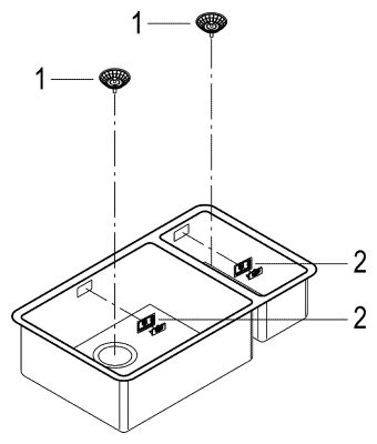 Grohe Unterbau-Edelstahlspüle K700 31575 1,5 Becken 760 x 450 mm mm Einbau links, 560 mm, Farbe silber Bild 2