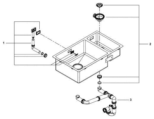 Grohe Unterbau-Edelstahlspüle K700 31575_1 1,5 Becken 760 x 450 mm EB links, 200 x 450 mm Bild 2