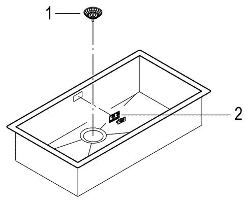 Grohe Edelstahlspüle K700 31580 1 Becken 864 x 464 mm Einbau flächenbündig, 600 mm, Farbe silber Bild 2