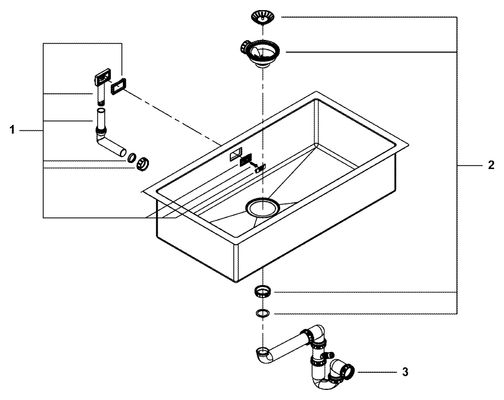 Grohe Edelstahlspüle K700 31580_1 1 Becken, 200 x 464 mm Bild 2