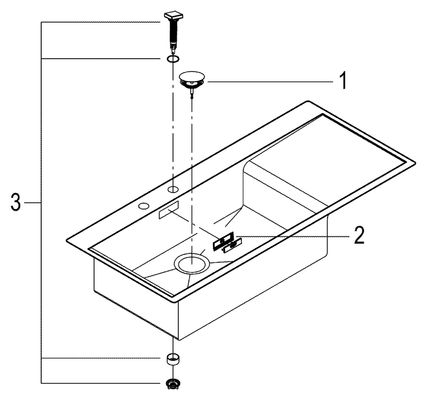 Grohe Edelstahl-spüle K1000 31581 1 Becken ATF 1160 x 520 mm Einbau fl.-bündig / links, 600 mm, Farbe silber Bild 2
