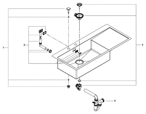 Grohe Edelstahlspüle K1000 31581_1 1 Becken ATF 1160 x 520 mm Einbau links, 200 x 520 mm Bild 2