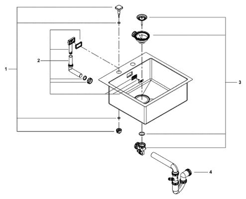 Grohe Edelstahlspüle K800 31583_1 1 Becken, 200 x 510 mm Bild 2