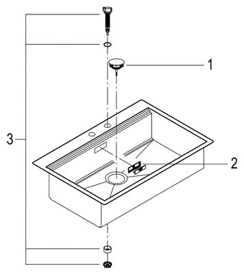 Grohe Edelstahlspüle K800 31584 1 Becken 846 x 560 mm Einbau flächenbündig, 640 mm, Farbe silber Bild 2