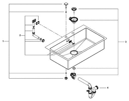 Grohe Edelstahlspüle K800 31584_1 1 Becken, 200 x 510 mm Bild 2