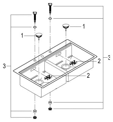 Grohe Edelstahlspüle K800 31585 2 Becken 1024 x 560 mm Einbau flächenbündig, 640 mm, Farbe silber Bild 2