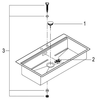 Grohe Edelstahlspüle K800 31586 1 Becken 1024 x 560 mm Einbau flächenbündig, 640 mm, Farbe silber Bild 2