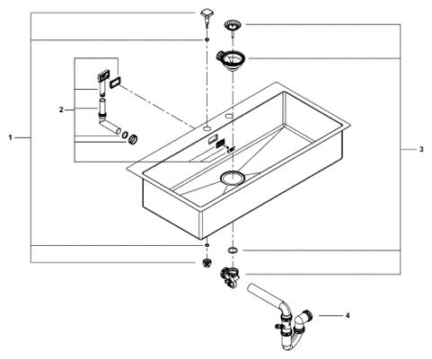 Grohe Edelstahlspüle K800 31586_1 1 Becken, 200 x 510 mm Bild 2