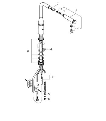 Grohe SPT-Batterie Essence Smart Control 31615 L-Auslauf auszb. Spülbrause, 84 mm, Farbe nickel Bild 2