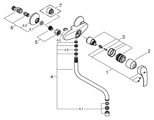 Grohe EH-Spültischbatterie Eurosmart 32224_2 Wandmontage Ausld. 277 mm, Farbe silberfarben Bild 2
