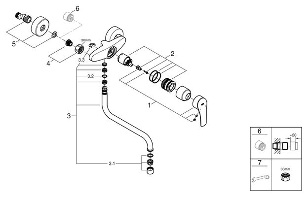 Grohe Einhand-Spültischbatterie Eurosmart, für, 276 mm, Farbe chrom Bild 2