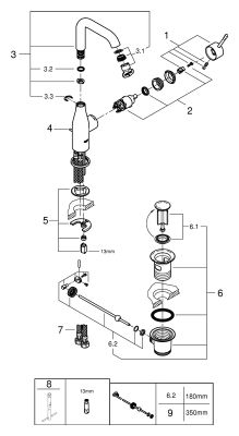 Grohe EH-WT-Batterie Essence 32628_1 L-Size schwenkbarer U-Auslauf, Farbe silberfarben Bild 2