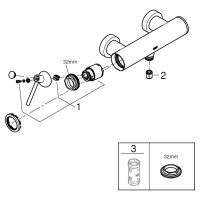 Grohe Einhand-Brausebatterie Atrio 32650_3 Wandmontage hard graphite geb, 160 x 195 mm, Farbe hard graphite Bild 2