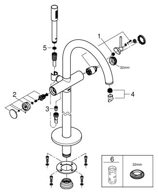 Grohe EH-Wannenbatterie Atrio 32653_3 FMS Bodenmontage, 235 x 250 mm, Farbe supersteel Bild 2