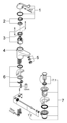 Grohe Sicherheitsmisch-WT-Batt. Euröco Special Zugst.-Ablaufgrt, Farbe chrom Bild 2