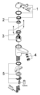 Grohe Sicherheitsmisch-WT-Batt. Euröco Special glatter Körper, Farbe chrom Bild 2