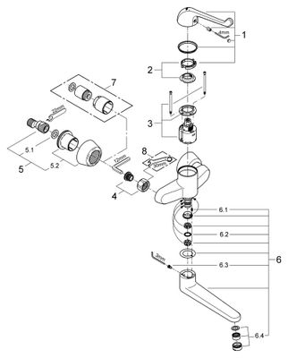 Grohe Sicherheitsmisch-WT-Batt. Euröco Special Wandmontage Ausladung 256 mm, Farbe chrom Bild 2