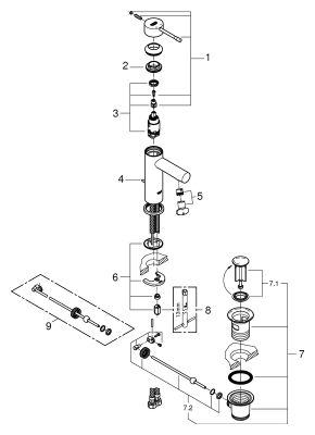 Grohe EH-WT-Batterie Essence 32898_1 S-Size Zugstangen-Ablaufgarnitur, Farbe silberfarben Bild 2