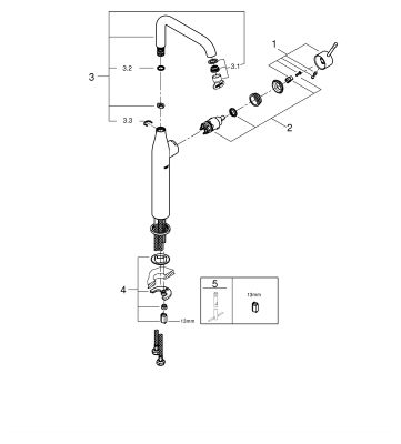 Grohe EH-WT-Batterie Essence 32901_1, für freisteh. Waschschüsseln, Farbe supersteel Bild 2