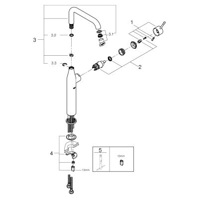 Grohe EH-WT-Batterie Essence 32901_1, für freistehende Waschschüsseln nickel geb, Farbe nickel Bild 2