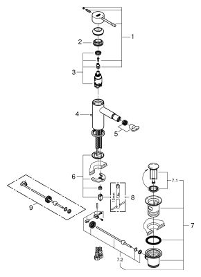 Grohe Einhand-Bidetbatterie Essence 32935_1 nickel gebürstet, 70 mm, Farbe nickel Bild 2